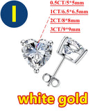 Princess Cut 0.5, 1, 2CT Moissanite Diamonds Rhodium Plated Silver D Color Stud Earrings