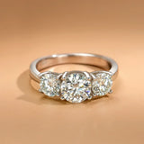 3 Stone 2/4 Carat VVS1 D Colour Moissanite Diamonds Silver Engagement Wedding Ring