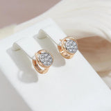 Cute Rolled Rose Gold of 14-Karat Purity AAA Zircon Diamonds Paved Stud Earrings For Women