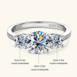 Dazzling 3 Stone 3.5CTTW Cushion & Round Cut Moissanite Diamonds 925 Silver Engagement Wedding Rings For Women