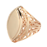 14K Rolled Gold Elegant Hollow Embossed Geometric Horse Eye Glossy Fashion Rings