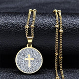 New Simple Cross Pendant Necklace- Stainless Steel Crystal Jesus Christ Necklaces, Religious Jewellery