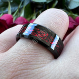 Red Opal Dragon Inlay Superior 8MM Mens Womens TungstenEngagement Wedding Rings