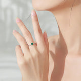 Simple Green Oval AAAA Lab Created Diamond Sterling Silver Ring Minimalist Ring