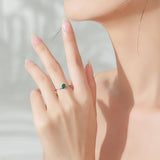 Simple Green Oval AAAA Lab Created Diamond Sterling Silver Ring Minimalist Ring