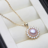 Sunburst Design Real Multicolour Pearls AAA Zircon Diamonds Silver Earrings