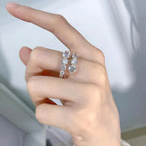 Double-row Wrap Open Twist Sparkling 10 Stone 3.26cttw Moissanite Diamonds Ring