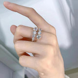 Sparkling Silver 10 Stones 3.26cttw Twist Shank Wedding  Engagement Moissanite Diamonds Eternity Jewellery Rings  - The Jewellery Supermarket