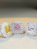 Luxury 3CT Radiant Cut Yellow, Pink, White Sapphire High Quality AAAAA High Carbon Diamond Party Engagement Rings - The Jewellery Supermarket