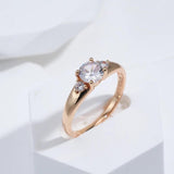 Sparkling AAA White Zircon 14K Rolled Rose Gold Luxury Romantic Wedding Engagement Fine Jewelry Ring For Women