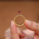 GRA Certified Sparkling 1CT Round Pink Moissanite Diamond Rings for Women Real Silver Wedding Party Fine Jewellery