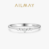 Delicate, Curved Silhouette AAAA Lab Created Diamond Charm Silver Stackable Ring
