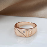 14K Rolled Gold Minimalist Belt Shape AAA Zircon Diamond Large Size Fashion Ring