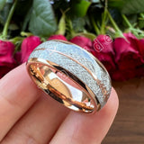 Arrow And White Meteorite Inlay 8MM Multicolor Tungsten Wedding Men Women Rings
