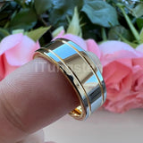 New Pipe Cut 8mm Shiny Polished Tungsten Carbide Comfort Fit Rings for Men and Women - Engagement Wedding  Jewellery