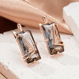 14 Karat Rolled Gold Grey AAA Zircon Crystal Unique Jewellery Women's Long Drop Earrings