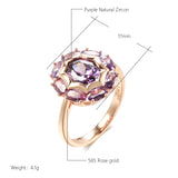 14 Karat Gold Filled Unusual Sparkling Oval Purple AAA Zircon Crystal Rings for Women