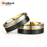 Offset Grooved Brushed Finish 6/8MM Men Women Tungsten Carbide Wedding Rings