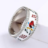New Handmade Enamel Flamingo 925 Fashion Colourful Creative Ethnic Style Ring