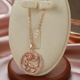 14K Rolled Gold Periphery Inlay AAA Zircon Diamonds Hollow Elegant Flower Necklaces