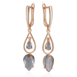 14K Gold Filled Transparent AAA Grey Zircon Crystal Long Drop Earrings Special Jewellery
