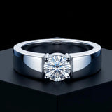 2 Carat D Colour VVS1 Moissanite Diamond Sterling Silver Engagement Unisex Ring