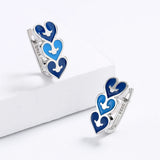 High-quality Blue Colour Handmade Enamel Heart-Shaped Earrings