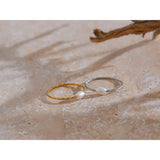 18K Gold Plated Trendy Stainless Steel Natural Pearl Thin Finger Versatile Ring