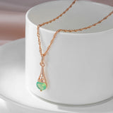 Amazing 14K Filled Rose Gold Shiny Green AAA Zircon Luxury Pendant Necklace For Women - Fine Jewellery