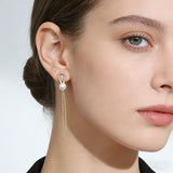 Attractive Dangle Natural Pearl Earrings 925 Silver Gold Colour Earrings