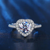 Heart Design 1CT VVS1 D Colous Moissanite Diamond Rings For Women Silver Engagement Promise Wedding  Jewellery