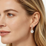 14K Rolled Gold AAA Zircon Diamonds Drop Earrings High Quality Wedding Jewellery