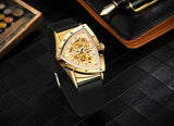 Top Brand Casual Sport Automatic Mechanical Men's Watches Triangle Silicone Strap Skeleton Hollow Racing Wristwatch
