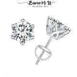 Fabulous 0.5-3CT Moissanite Diamonds Sterling Silver Stud Earrings for Women Men