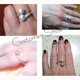 Exquisite Real Pink Black White Purple Grey Pearl AAA Zircon Diamonds Silver Rings