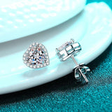 Heart Shape 2 Carat Moissanite Diamond Earrings Sterling Silver Sparkling Stud Earring For Women - Fine Jewellery - The Jewellery Supermarket