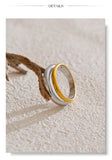 18K Gold Plated Statement Stainless Steel Metal Double Color Geometric Casting Ring