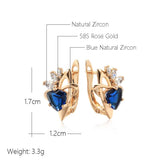 New Delightful 14K Filled Rose Gold Dark Blue AAA Zircon Crystal Drop Earrings For Women - Trendy Jewellery