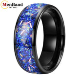 True Blue Galaxy Opal Inlaid Dome Polished 4MM 6MM 8MM Tungsten Men Women Rings