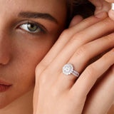 Flower Halo D Colour VVS1 3CT Moissanite Diamonds Ring 925 Silver Wedding Engagement Fine Jewellery GRA Certified