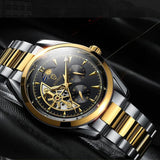 New Tourbillon Hollow-out Automatic Waterproof Mechanical Leisure Luminous Moon Phase Sports Men's Watches