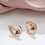 New Luxury Heart 14K Filled Rose Gold Creative Micro-wax Inlay AAA Zircon Crystals Drop Earrings - Fine Jewellery