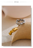 18K Gold Plated Stainless Steel  Heart Love Casting Open Ring Popular Fashion Jewellery