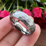 Multi-Faceted Hammered Brushed Finish 4/6/8MM Men Women Tungsten Wedding Rings