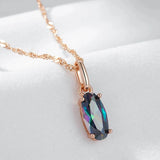 Amazing Filled Rose Gold of 14-Karat Purity Colorful AAA Zircon Crystal Pendant And Necklace, Fashion Jewellery