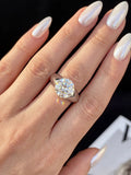 Superb Real Round VVS1 D Colour Moissanite Diamond Ring Fine Jewelry