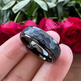 New Black Hammer Domed Brushed 6MM 8MM Tungsten Comfort Fit Wedding Rings For Men And Women - Fashion Jewellery - The Jewellery Supermarket