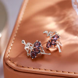 Admirable Rolled 14K Rose Gold Purple Dancer Design AAA Zircon Crystals Luxury Drop Earrings - Fashion Jewellery