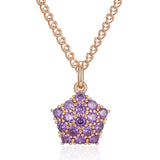 Thick Texture Full Star Inlay 14K Filled Rose Gold AAA Purple Zircon Crystals Necklaces - Party Jewellery