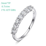 Sparkling VVS1 D Colour 3/4mm Moissanite Diamonds Stackable Eternity Silver Ring